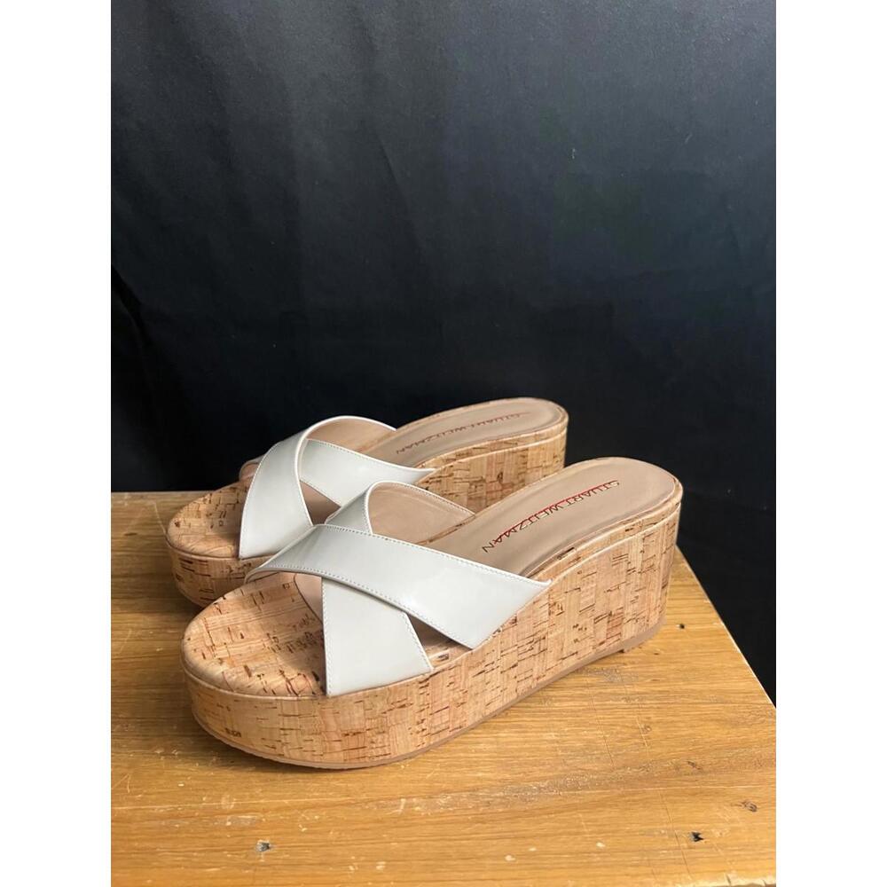 NWOB Stuart Weitzman Women's Dayna Cream/Cork 65mm Wedge Sandals US 6.5B/EUR 37